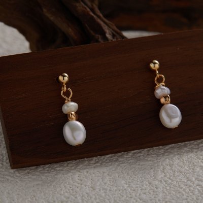 S925 Sterling Silver Natural Pearl and Gemstone Stud Earrings